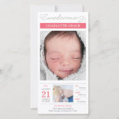 Doux documenté Faire-part de naissance fille bébé (Devant)