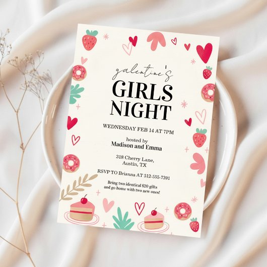 Doux Invitation de Galentines Day Donuts Friandise