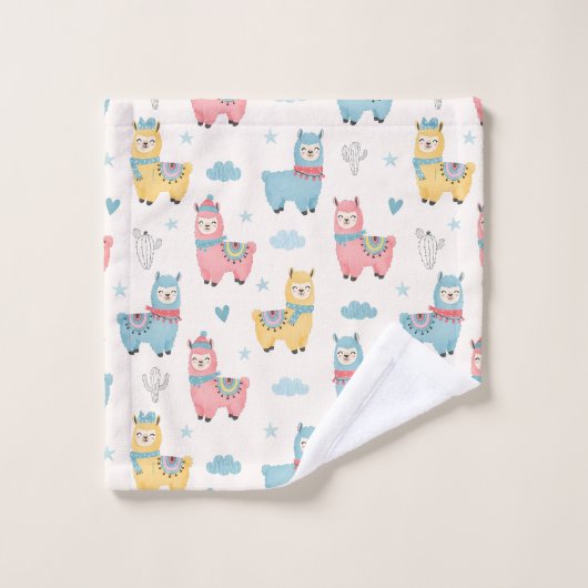 Doux Llamas Colorés avec des Écharpes (Gant de toilette)