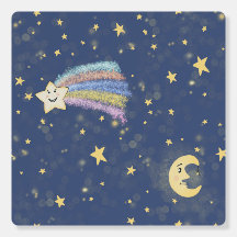 Doux Lune de sommeil & Étoiles Illustration Denim 