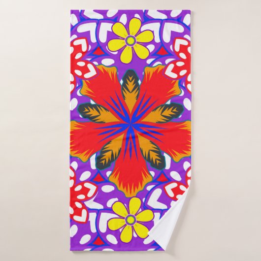 Doux mignon floral sans couture motif en blanc, ro (Serviette de bain)