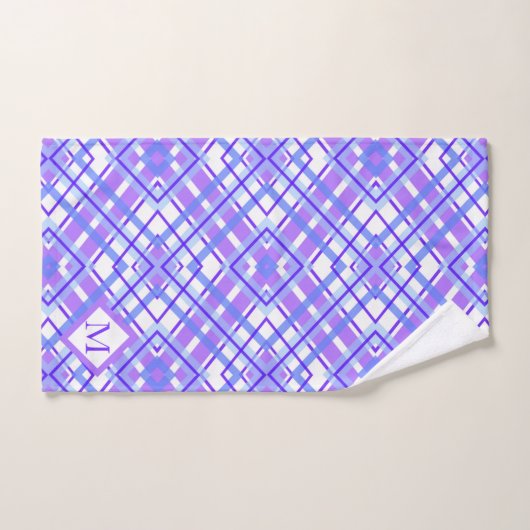 Doux Pastel Purple Bleu Plaid Personnaliser Monogr (Serviette à main)
