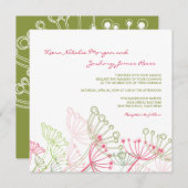 Doux Pink Dandelions Fleur Printemps Invitation de (Devant / Derrière)