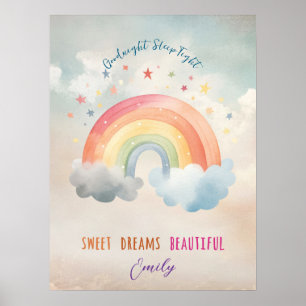 doux rêves arc-en-ciel enfants pépinière affiche
