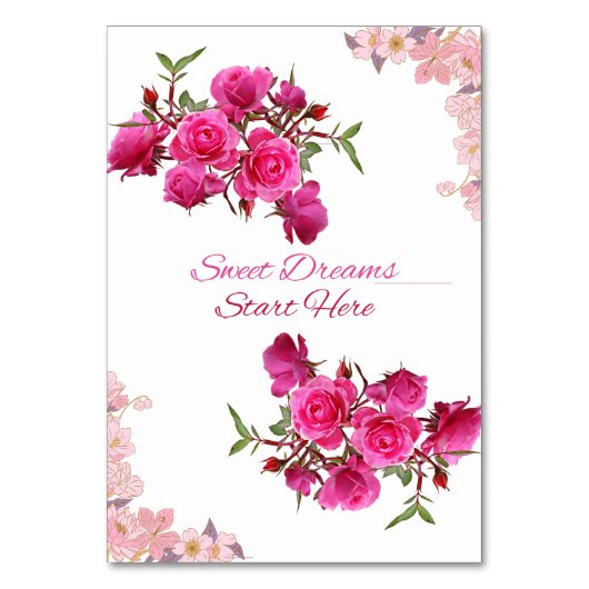 Doux Rêves Commencent Ici Carte de Table Rose (Par défaut)