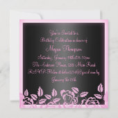 Doux rose et noir Rose doux16 Invitation d'anniver (Dos)