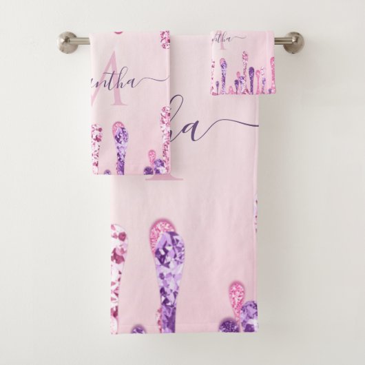 Doux rose violet Parties scintillant goutte Monogr (En situation)