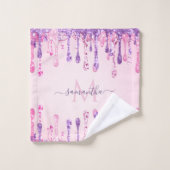 Doux rose violet Parties scintillant goutte Monogr (Gant de toilette)