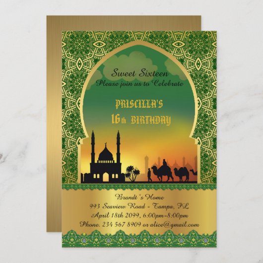 Douze ans, invitation anniversaire, nuit arabiante (Devant / Derrière)