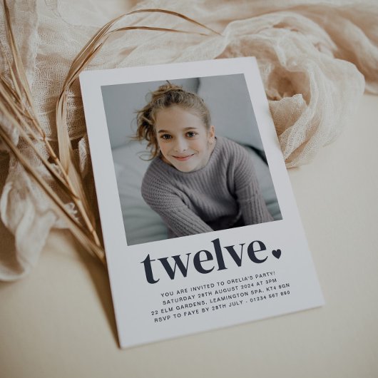 Douze Coeur - Photo Carré Invitation Anniversaire