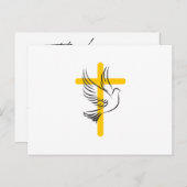 Dove and Cross Funeral Simple Script Bedankt Kaart (Voorkant / Achterkant)