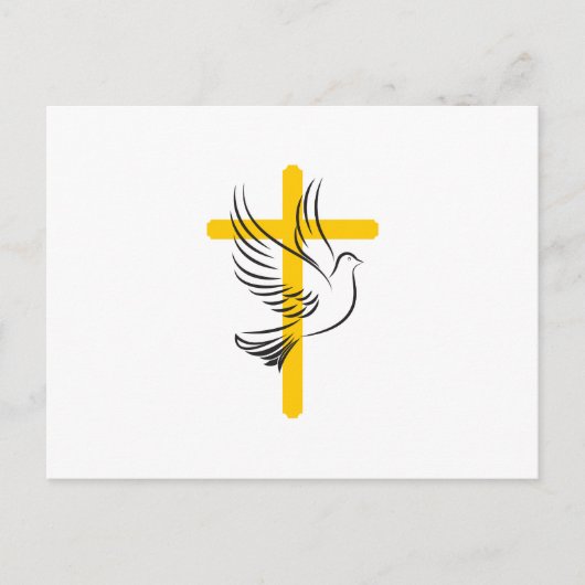 Dove and Cross Funeral Simple Script Bedankt Kaart (Voorkant)
