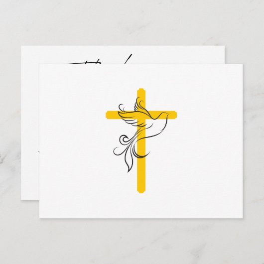 Dove and Cross Funeral Simple Script Bedankt Kaart (Voorkant / Achterkant)