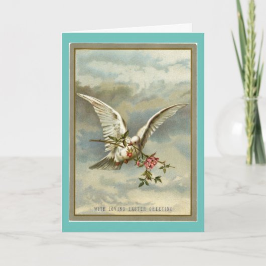 Dove Avec Carte De Vacances Pâques Rose (Devant)