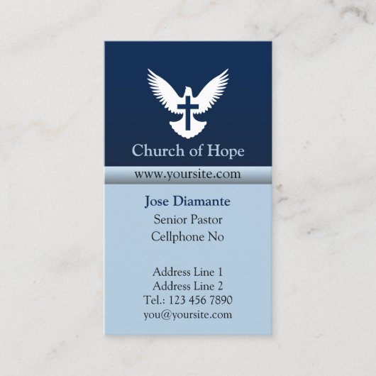 Dove avec carte d'église verticale Croix Bleue (Devant)