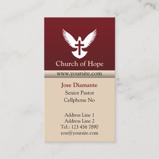 Dove avec carte d'église verticale rouge croix et (Devant)
