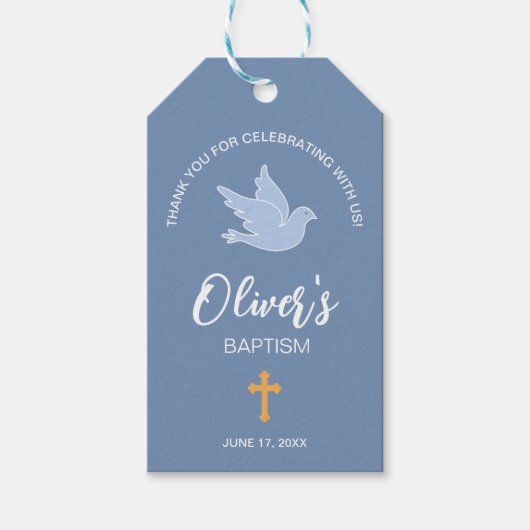 Dove baptisme cadeaulabel (Voorkant)