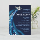 Dove Bat Bar Mitzvah Invitation bleue (Debout devant)