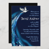Dove Bat Bar Mitzvah Invitation bleue (Devant / Derrière)