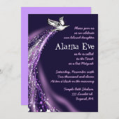 Dove Bat Bar Mitzvah Invitation violet (Devant / Derrière)
