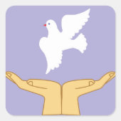 Dove Bird World Peace White Vierkante Sticker (Voorkant)