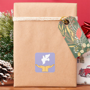 Dove Bird World Peace White Vierkante Sticker