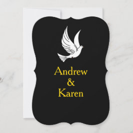 Dove Black & Gold Wedding Invitation Kaart
