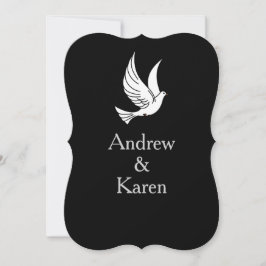 Dove Black & Silver Wedding Invitation Kaart