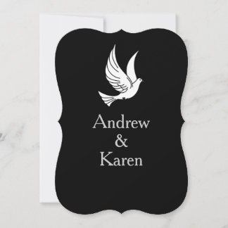 Dove Black & Silver Wedding Invitation Kaart