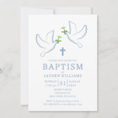 Dove Blue Boy Baptism Invitation Kaart (Voorkant)