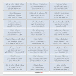 Dove Blue Elegante Script 24 Trouw Gast Adres Sticker