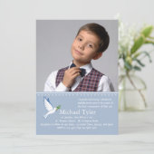 Dove Blue religieuze foto uitnodiging (Staand voorkant)