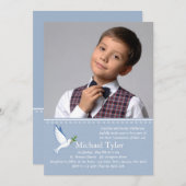 Dove Blue religieuze foto uitnodiging (Voorkant / Achterkant)