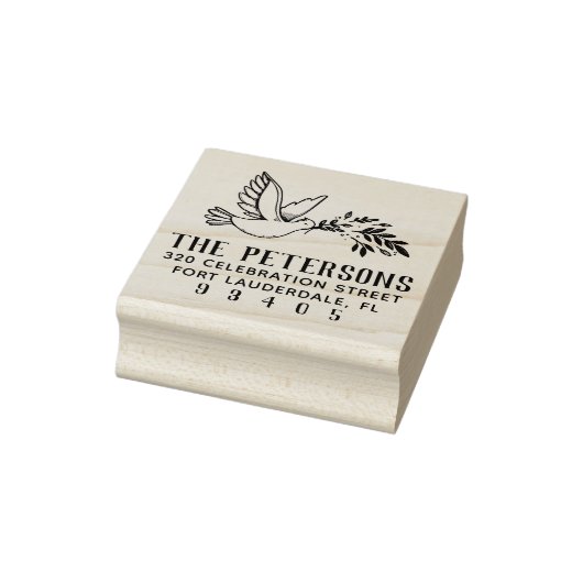 Dove & Branch Tekening Familienaam Retouradres Rubberstempel (Stempel)