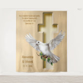 Dove Cross Gold Faux Folie Weddenschap Achtergrond Wandkleed (Voorkant)