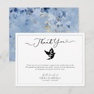 Dove Cross Gouden Blauwe Begrafenis Dankkaart Bedankkaart