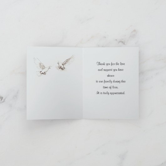 Dove Cross Sympathie Dank u gevouwen Note Kaart (Binnen)