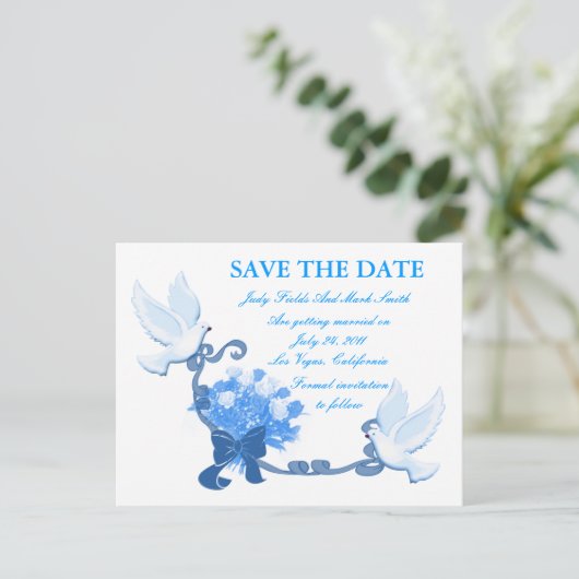 Dove Custom Enregistrer La Date Carte Postale (Debout devant)