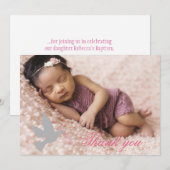 Dove dusky rose filles baptisé photo carte de reme (Devant / Derrière)