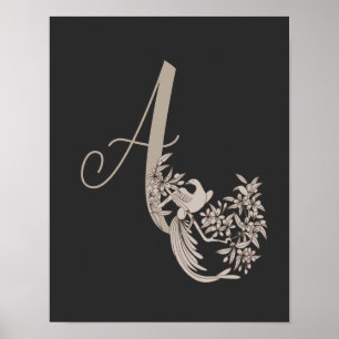 Dove Elegant Monogram Initiaal A  Poster