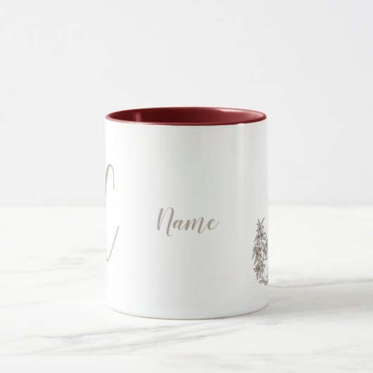 Dove Elegant Monogram Initiaal C Jouw naam Mok (Midden)