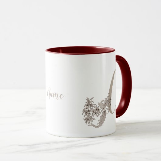 Dove Elegant Monogram Initiaal C Jouw naam Mok (Voorkant rechts)