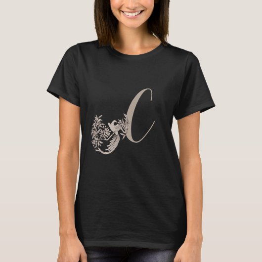 Dove Elegant Monogram Initiaal C T-shirt (Voorkant)