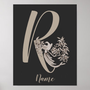 Dove Elegant Monogram Initiaal R Gepersonaliseerd Poster