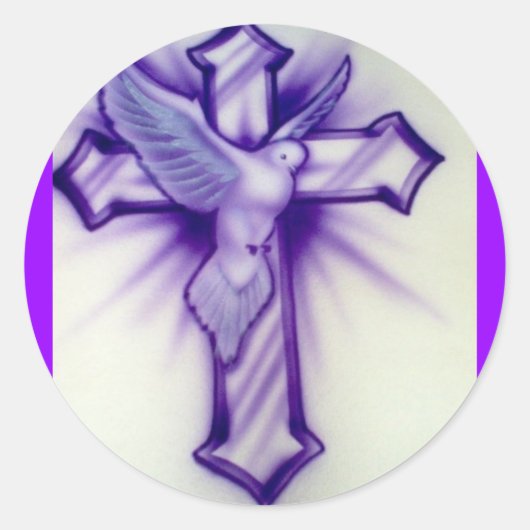 Dove en Cross Ronde Sticker (Voorkant)