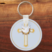 Dove en Cross Sleutelhanger (Voorkant)