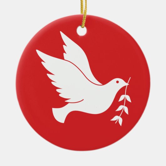 Dove en olijftak keramisch ornament (Voorkant)