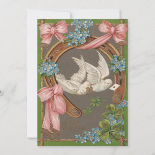 Dove Forget-Me-Not's Hoefijzer bruiloft uitnodigin Kaart