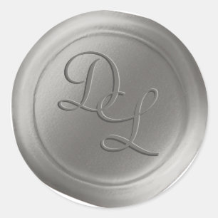 Dove Gray 2 Letter Monogram Wax Seal Stickers
