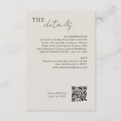 Dove Gray | Chic Minimal Wedding QR-code Informatiekaartje (Voorkant)